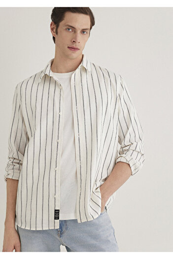 Mavi Linen Blended Striped Shirt Regular Fit 0211380 -87737
