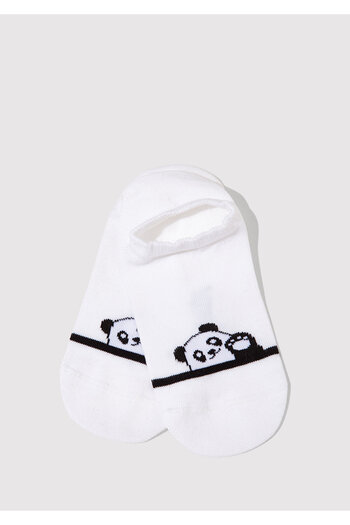 Mavi White Panda Printed Ballet Socks - 1912451 -620