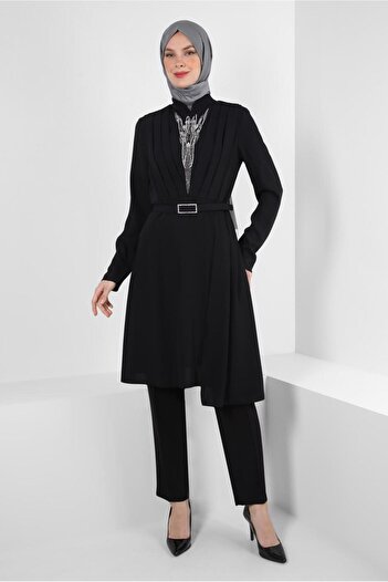 Alvina STONE PRINTED DRAPE DETAILED PANT SUIT 30334