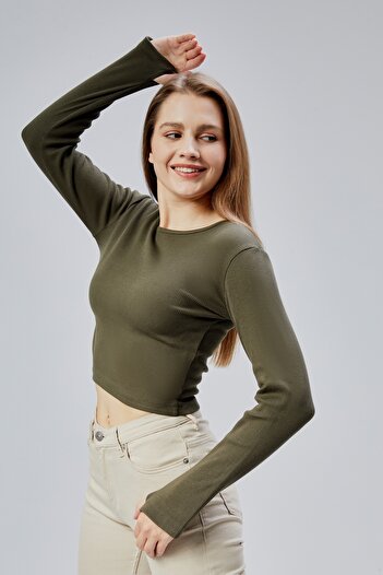 M MOONCOVER Mooncover Women's Seasonal Bodysuit with Finger Detail - Khaki