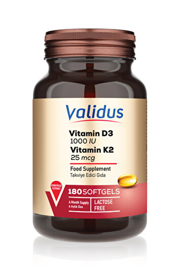 Validus Vitamin D3 Vitamin K2 180 Softgel (Kappa Patented Active)