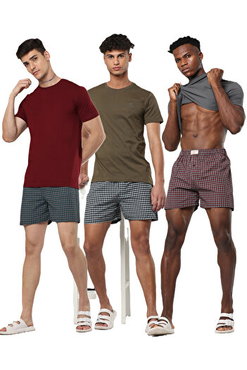 OSCAR JEANS Pack of 3 Mens Boxers Underwear Cotton Rich Relaxed Fit Antibacterial Soft Elastic Waistband