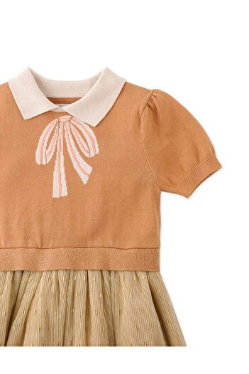 Gingersnaps Girls' Short Sleeve Dress with Front Bow Design