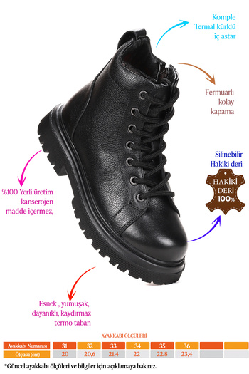 Kiko Kids Series 100% Leather Zippered Boys' Boots Shoes