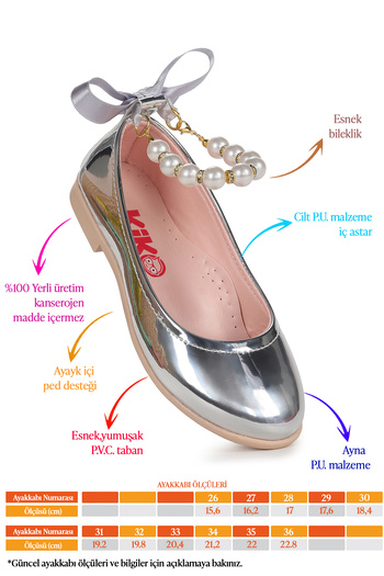 Kiko Kids Blanch Ayna Pearled Elastic Girls' Ballerina Shoes
