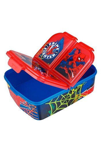 Micostore Plastic casserole, compartmentalized, children's, Spiderman, for boys, 790 ml, 18 x 13.5 x 5.5 cm