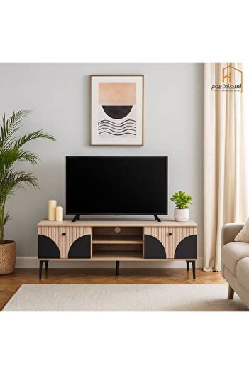 Al Saada Home حامل تلفزيون - 140×40×45 سم - خشب وأسود