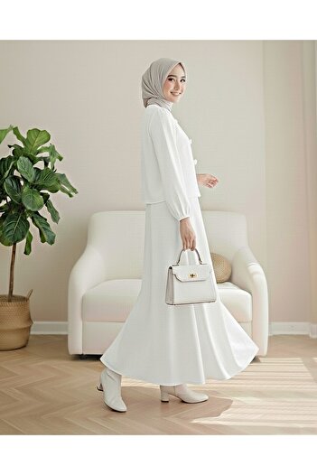 Modamorfo Scuba Suit with Bow Detail on the Front - White