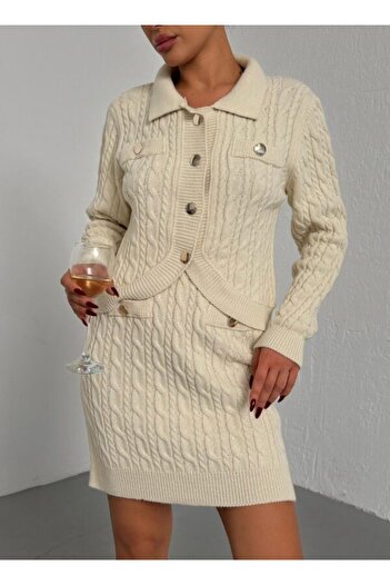 Welike Kyra Women's Set with Buttons - Cream