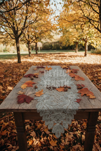 Çt Çeyizci Tekstil French Lace Detailed Single Runner, Table Top Runner, Tablecloth Runner