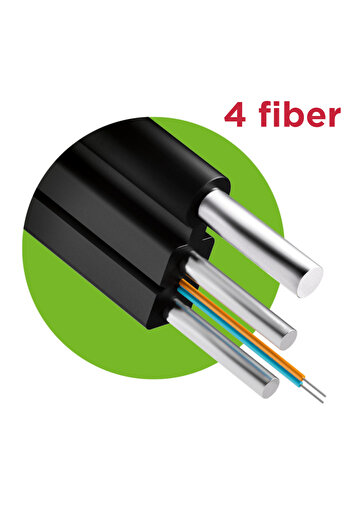 fiberden Fiber Optik Drop Kablo Havai Askı Telli 4 Core (1000 metre)