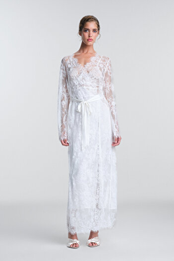 Penti Off-White Pirra Bridal Lace Dressing Gown