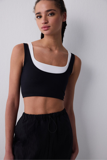 Penti Sporty Square Neck Black Top