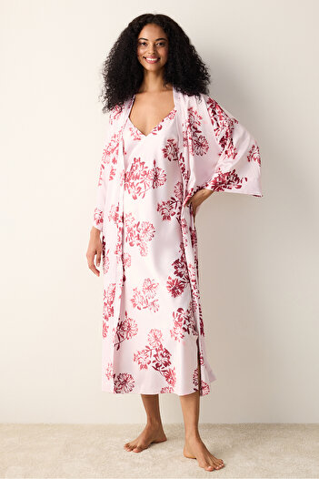 Penti Naya Satin Pink Dressing Gown
