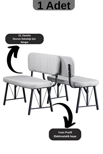 Parlazonhome Elfin Mutfak , Yemek Odası Bahçe Balkon Otel Restoran Kafe Bench, Puf, Sırtlı Bench -1 Adet Gri
