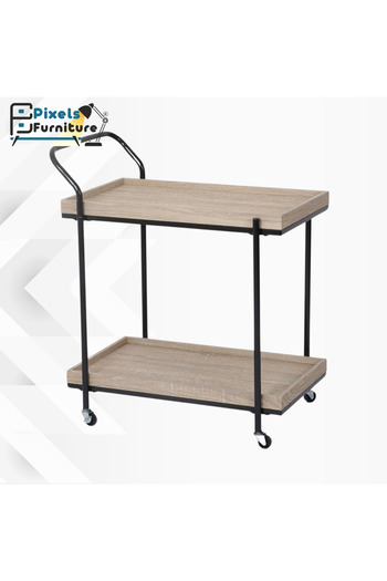 PixelsFurniture Pixel Furniture Rectangular 2-Tier Mobile Tea and Coffee Serving Trolley
