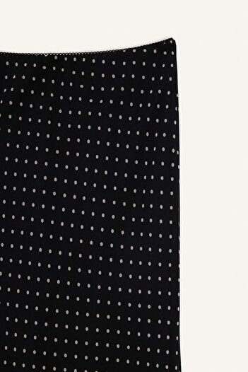 DeFacto Regular Waist Lined Chiffon Polka Dot Pencil Maxi Skirt F9420Ax25Sm