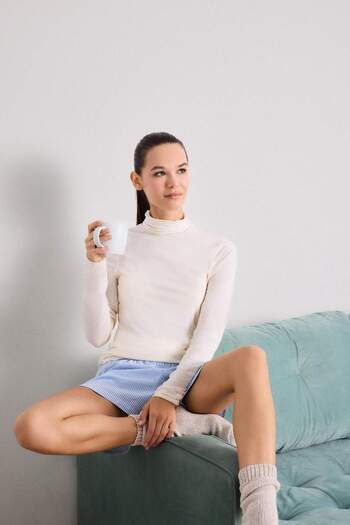 DeFacto Modal Cashmere Soft Textured Turtleneck Long Sleeve Top-Fall in Love F3167Ax25Au
