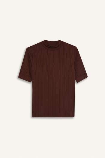 DeFacto Regular Fit Half Turtleneck Ribbed Camisole Short Sleeve T-Shirt B1177Ax25Sp