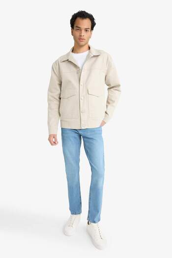 DeFacto Relax Fit Düğmeli Cepli Denim Ceket F8273AX25AU