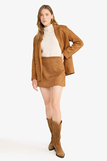 DeFacto Normal Bel Mini Suede Shorts Skirt G0871Ax25Au