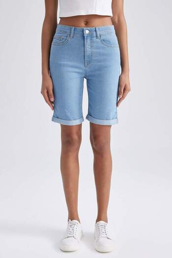 DeFacto Folded Leg - Regular Waist Jean Bermuda Shorts A1958ax23sm