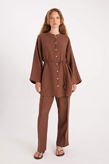 DeFacto Manuka x Keten Uzun Kollu Basic Tunik D4394AX24HS