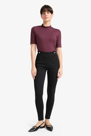 DeFacto Regular Fit Half Turtleneck Ribbed Camisole Short Sleeve T-Shirt B1177Ax25Au