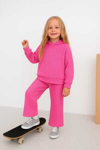 RONYPONY Girl's Pink Hooded Tracksuit Set