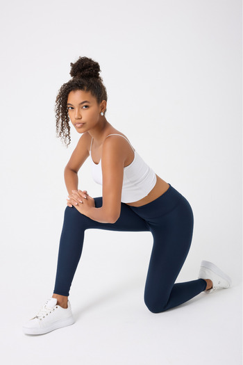 Myluvi Women's High Waist Lifting Effect Cupro Leggings Navy Blue |   Sports, Yoga, Running and Casual
