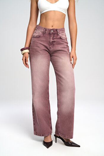 MAİ COLLECTİON Volme Washed Burgundy Jean Trousers
