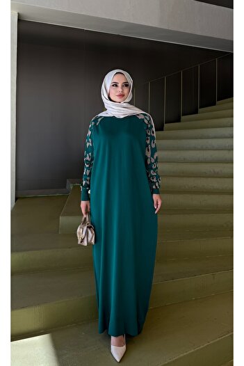 NİSUM MODA Leopard Patterned Mercerized Dress