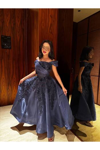 Generic Luxurious navy blue evening dress