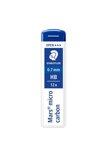 Staedtler Set of 12 0.7mm mechanical pencil leads, Mars micro carbon, HB