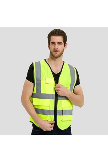 AutoFamily AUTO FAMILY High Visibility Safety Vests with Reflective Strips XXL– Pack of 15