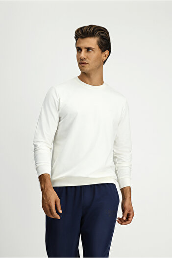 Kiğılı Crew Neck Regular Fit Embroidered Cotton Sweatshirt