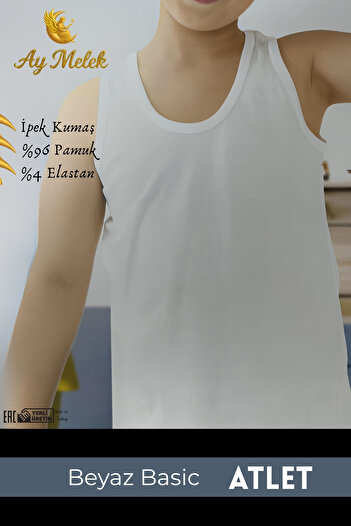 AYMELEK Boys' Thick Strap Tank Top / T-Shirt Organic Cotton Oval Neck