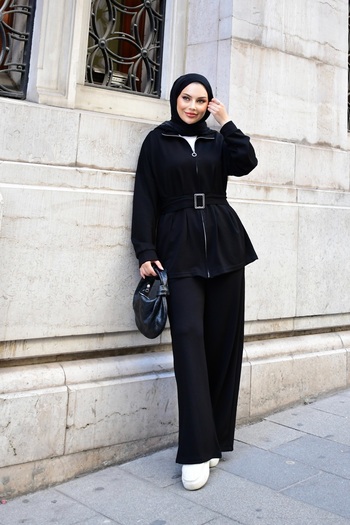 onlymoon Women's Top and Bottom Set |   Black Dress |   Daily–Office–Combination |   100% Cotton Pants Blouse