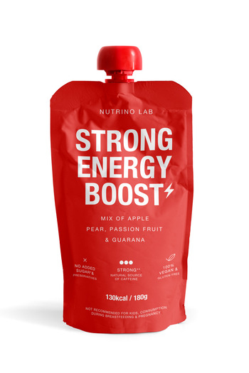 NUTRINO LAB STRONG ENERGY BOOST apple, pear, passion fruit, guarana puree 6 x 180g