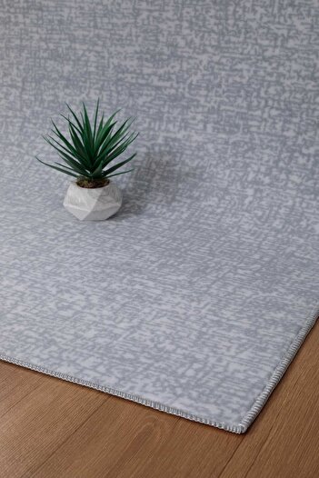 Valery Home Briella Grey-Cream Carpet Runner - Washable Non-Slip Base Cutting Roll