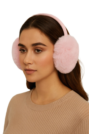 CosmoOutlet Soft Plush Cold Protection Inward Foldable Unisex Pink Headset