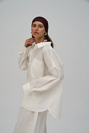 MAİ COLLECTİON Cămașă Ecru oversize Josie