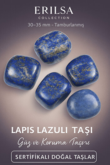 Tesbih Atölyesi Sertifikalı Lapis Lazuli Taşı Doğal Taş Kütle Parça 30-35 mm – Bilgelik ve Şans Taşı
