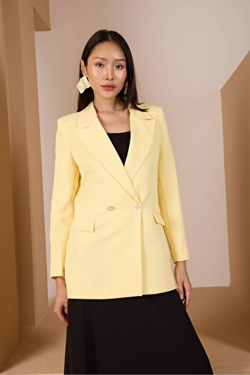Bolivente Κίτρινο Oversize υφαντό μπουφάν Blazer