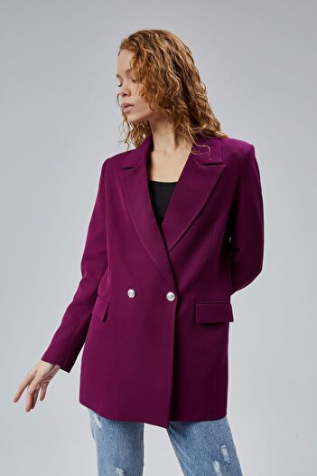 Bolivente Purple Oversize Woven Blazer Jacket