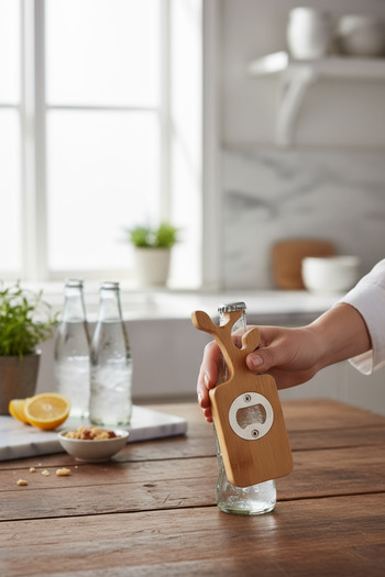 zezedesing Leaf Figured Bamboo Magnet Bottle Opener