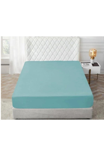 Depomaxx ملاءة جاهزة من القطن الممشط المزدوج 100% من Maxxhome مقاس 160x200 - تركواز