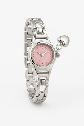 Arzu Butik Minimal Women's Wristwatch – Pink Dial, Elegant Silver Color Band, Stylish Design for Gift Giving
