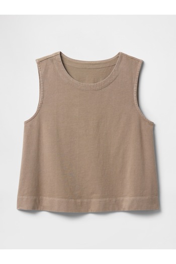 GAP Kadın Açık Kahverengi Organik Pamuk Heavyweight Crop Bluz