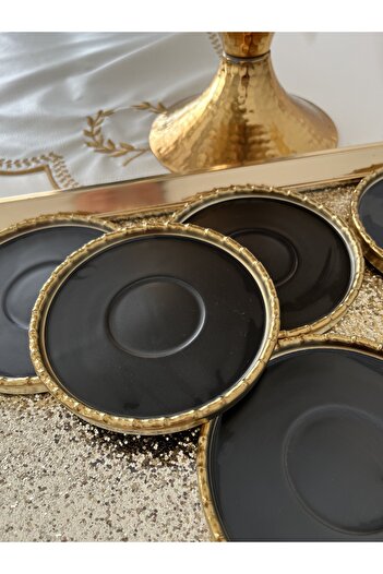 İpek Gold Gilded Edged Cup Plate (6 Pieces)